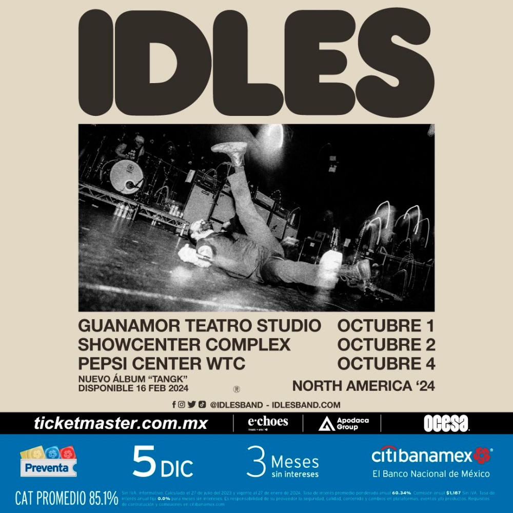 Poster de IDLES con fechas en México 2024