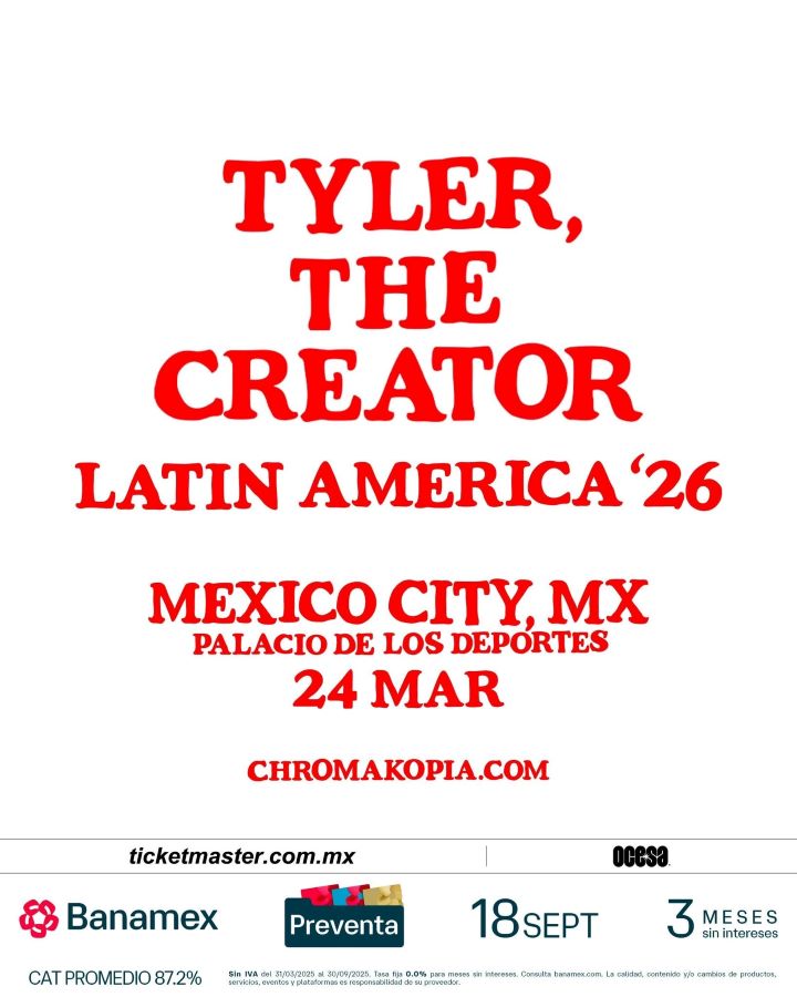 Tyler The Creator México 2026, Tyler Palacio de los Deportes, concierto Tyler CDMX, Igor en vivo, rap alternativo