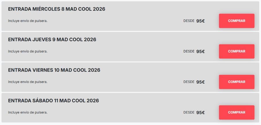 entradas boletos abonos mad cool festival 2025