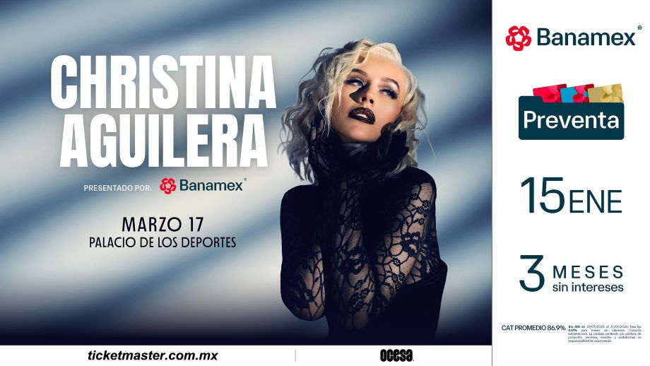 Christina Aguilera, Palacio de los Deportes, concierto CDMX, 17 de marzo, pop 2000s palacio mexico flyer concierto
