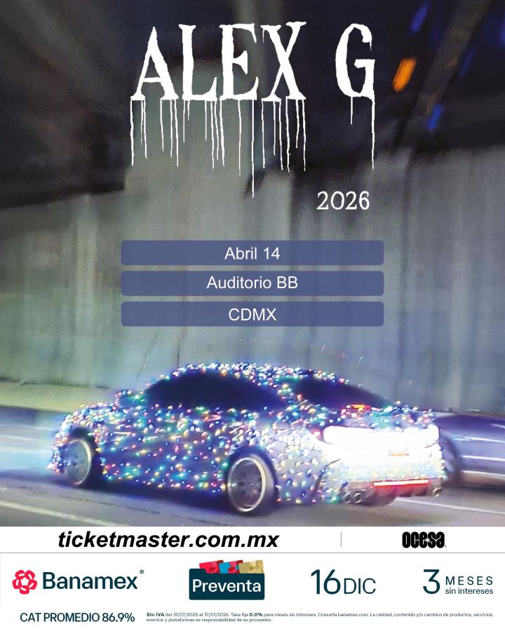 Alex G, Auditorio BB, CDMX conciertos, indie rock, Ticketmaster México, conciertos abril 2026, escena alternativa