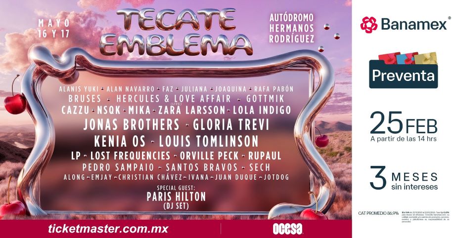 Tecate Emblema, Festival Pop, CDMX, Boletos Ticketmaster, Lineup 2026.