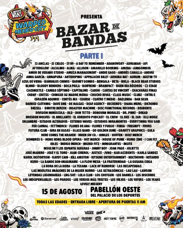 Bazar de Bandas, Vans Warped Tour Mexico, Insite, Bengala, Pabellón Oeste, merch de bandas, punk rock mexicano