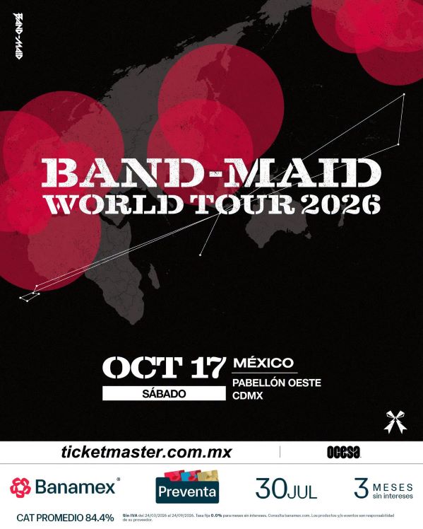 Band-Maid CDMX, Pabellón Oeste, concierto Band-Maid México, rock japonés Band-Maid CDMX, Pabellón Oeste, concierto Band-Maid México, rock japonés